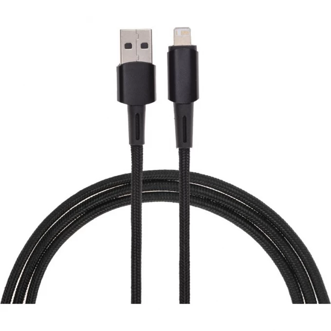 Кабель REXANT USB-A – Lightning для Apple, 2,4А, 1м, в черной нейлоновой оплетке, со световой индикацией 18-7058 Кабель REXANT USB-A – Lightning для Apple, 2,4А, 1м, в черной нейлоновой оплетке, со световой индикацией 18-7058